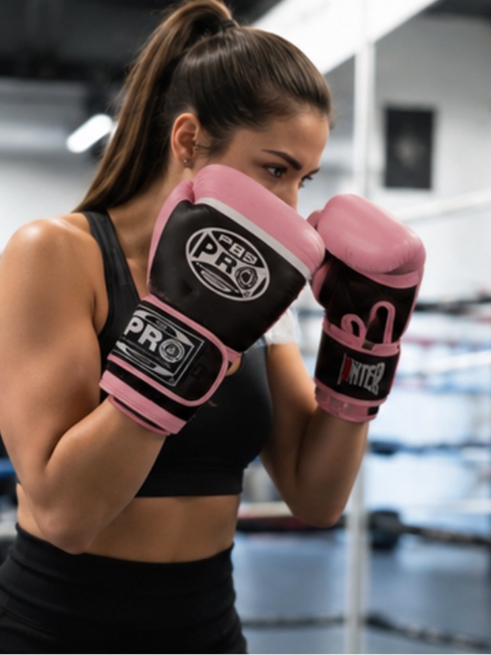 Boxing Women's Pink and Black Training Gloves